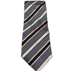 Elegant Ermenegildo Zegna  Striped Men's Tie in Navy and Orange
